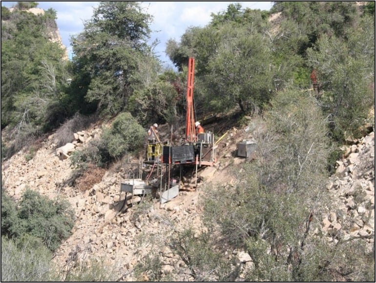 Drilling on talus slope