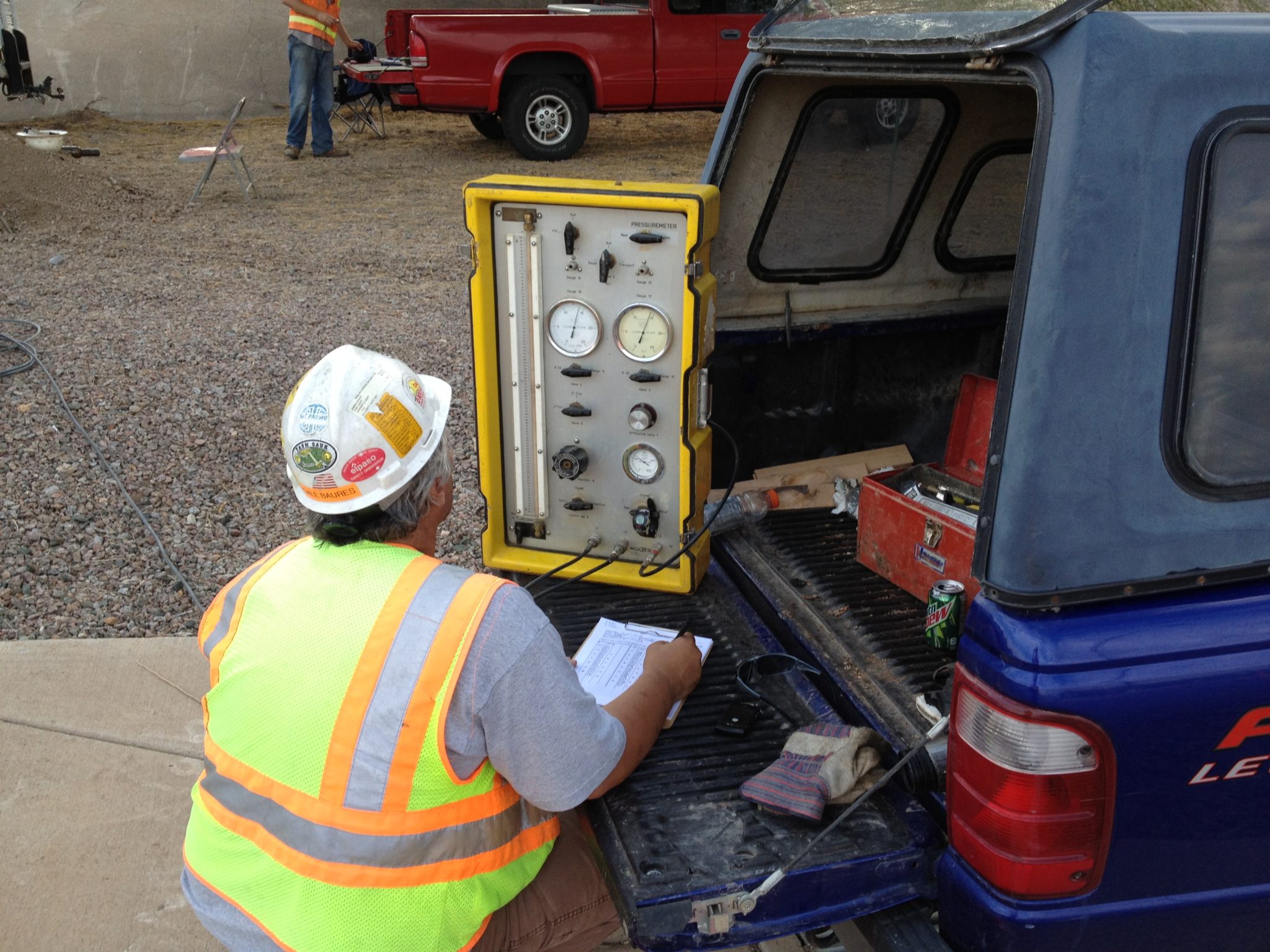 Pressuremeter testing to obtain data for bridge foundation design.